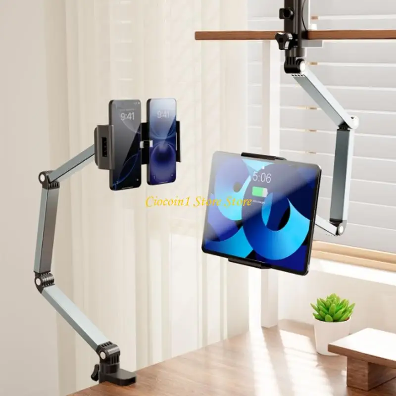 A3PC Universal Aluminum Alloy Tablets Phone Holder Featuring 360 Degree Swivels and Height Adjustment for Multiple Devices