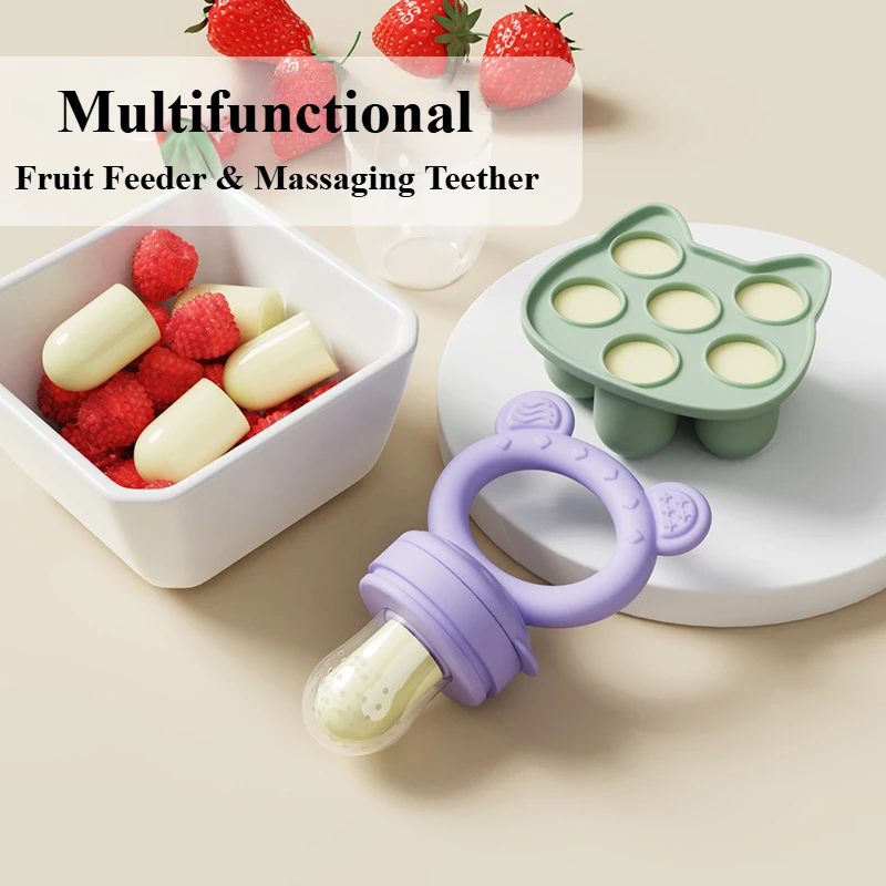 Silikon-Baby-Fruchtfütterer-Set: Muttermilch-Eisformen für Babyzahnung & Aufbewahrungsbehälter für die Selbsternährung von Säuglingen – Detail 4