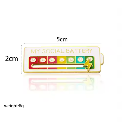 Mood Expression Pins for Women Men My Social Battery Brooches on Clothes Funny Alloy Badge Gifts - Image 3