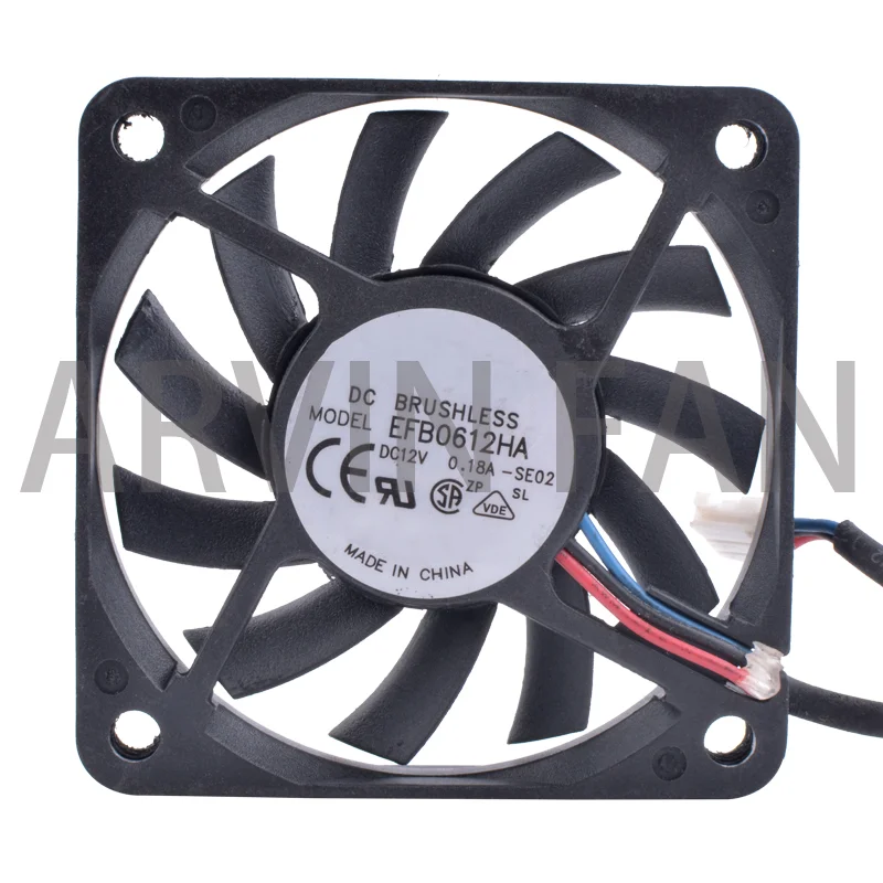 

Brand New Original EFB0612HA 6cm 60mm Fan 6010 12V 0.18A 3-wire Double Ball Bearing Large Air Volume Cooling Fan