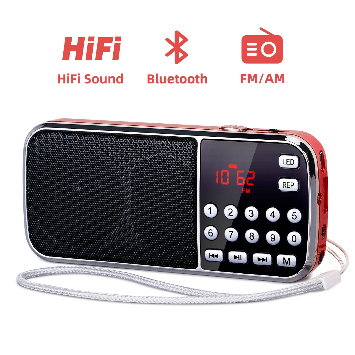 PRUNUS J-189 Radio Portable AM FM Radio Handheld Pocket HIFI Stereo Speaker Weather Bluetooth Digital Radios Rechargeable USB