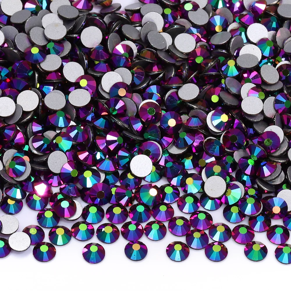 SS3-SS30 Nicht Hotfix Glas Strass Regenbogen Rose Gold Flatback Kristalle Steine Kleber-auf Diamant Strass Kleidung Nagel Zubehör