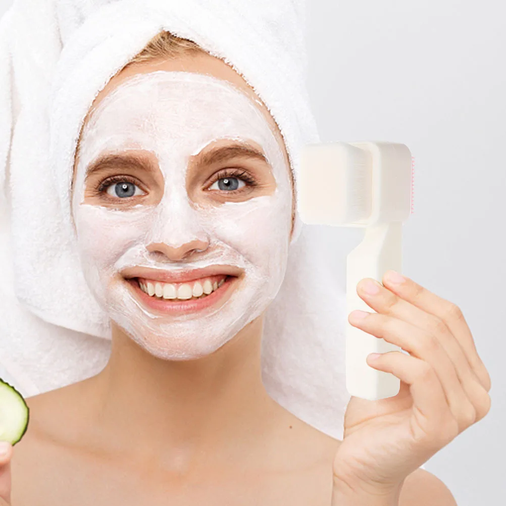 แปรงซิลิโคนสองด้าน 2 ชิ้น สำหรับทำความสะอาดผิวหน้า เครื่องมือทำความสะอาดรูขุมขนอย่างล้ำลึก สำหรับทุกสภาพผิว