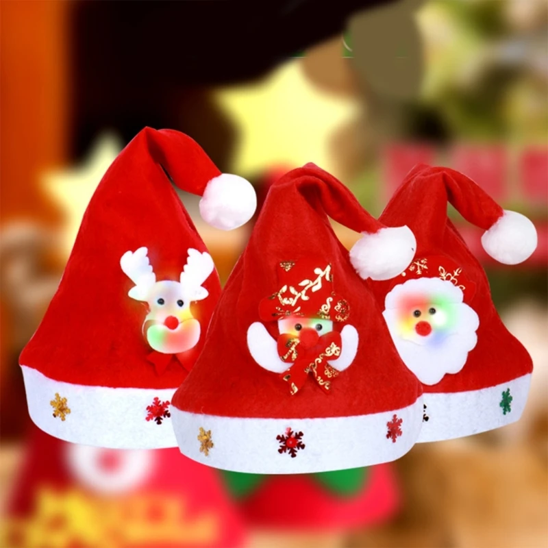 Christmas Party LED Santa Clause Hat Holiday Hat Family Festival Party Headgear A0KC