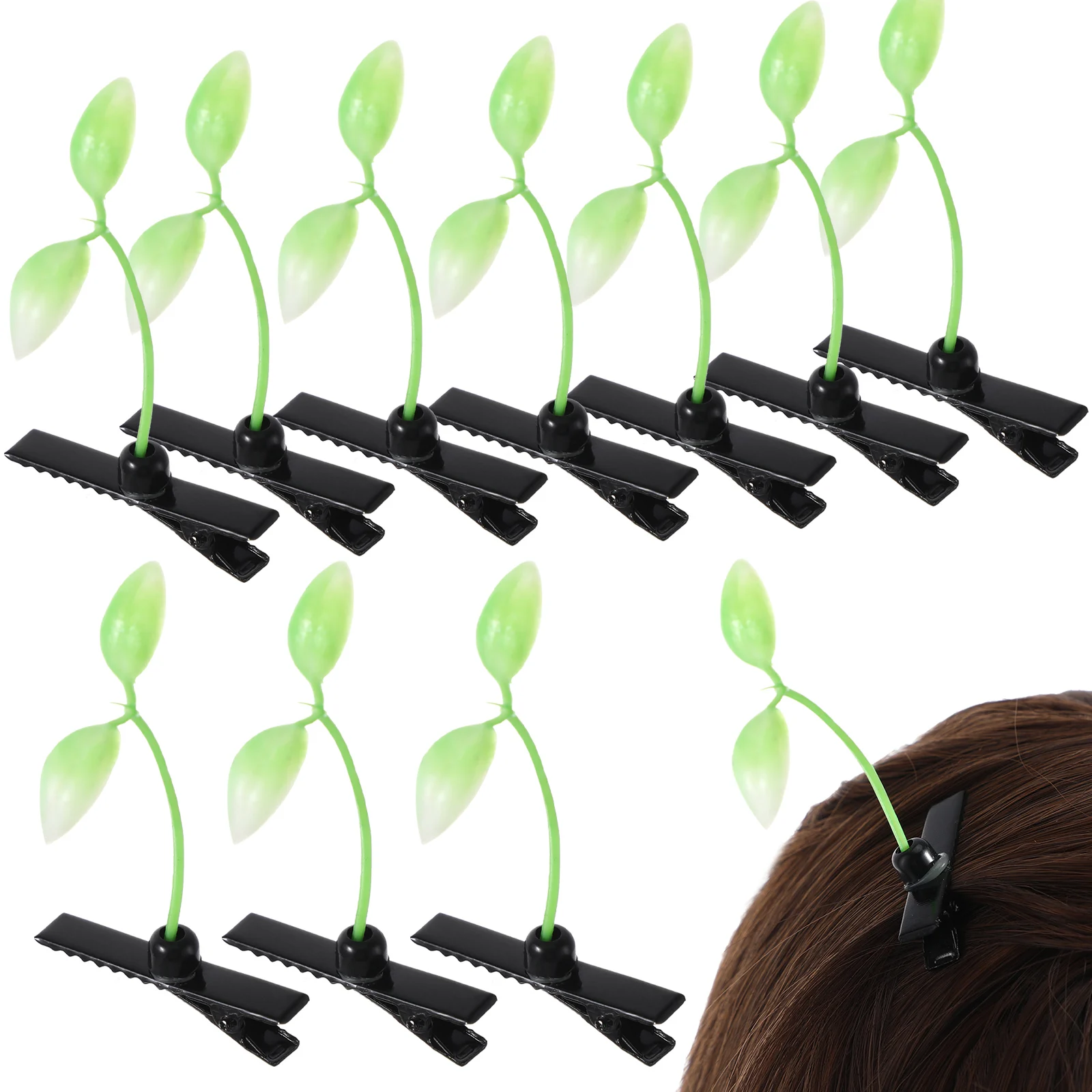 

10Pcs Women Sprout Hair Clip Hairpin Headwear Durable Metal Pe Material Party School Use Sprout Hair Clip