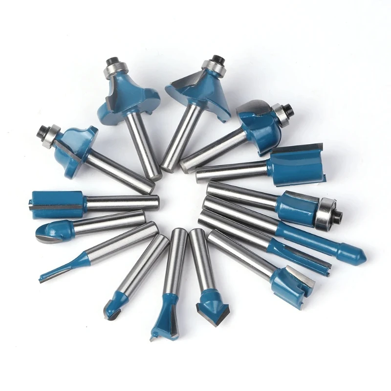 

Edge Trimming Machine Engraving Machine Combination Woodworking Tool 1/4 Handle Set 15PCS