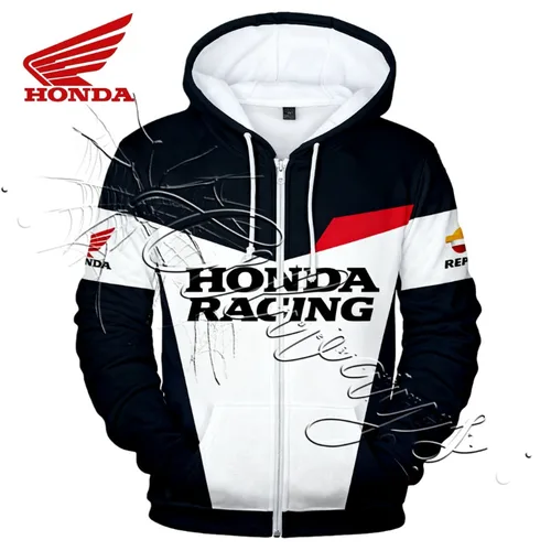 Imagen 2 del producto 2026 Nuevo diseño de moda de otoño e invierno Traje de motocicleta Honda Racing Entusiasta Deportes al aire libre Chaqueta con capucha Sudadera con cremallera