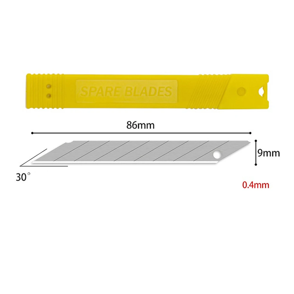 New Practical Blades Cutter 86*9mm Cutting General Replacement Silver Stowable 10pcs/Set 30 Degrees Alloy Steel