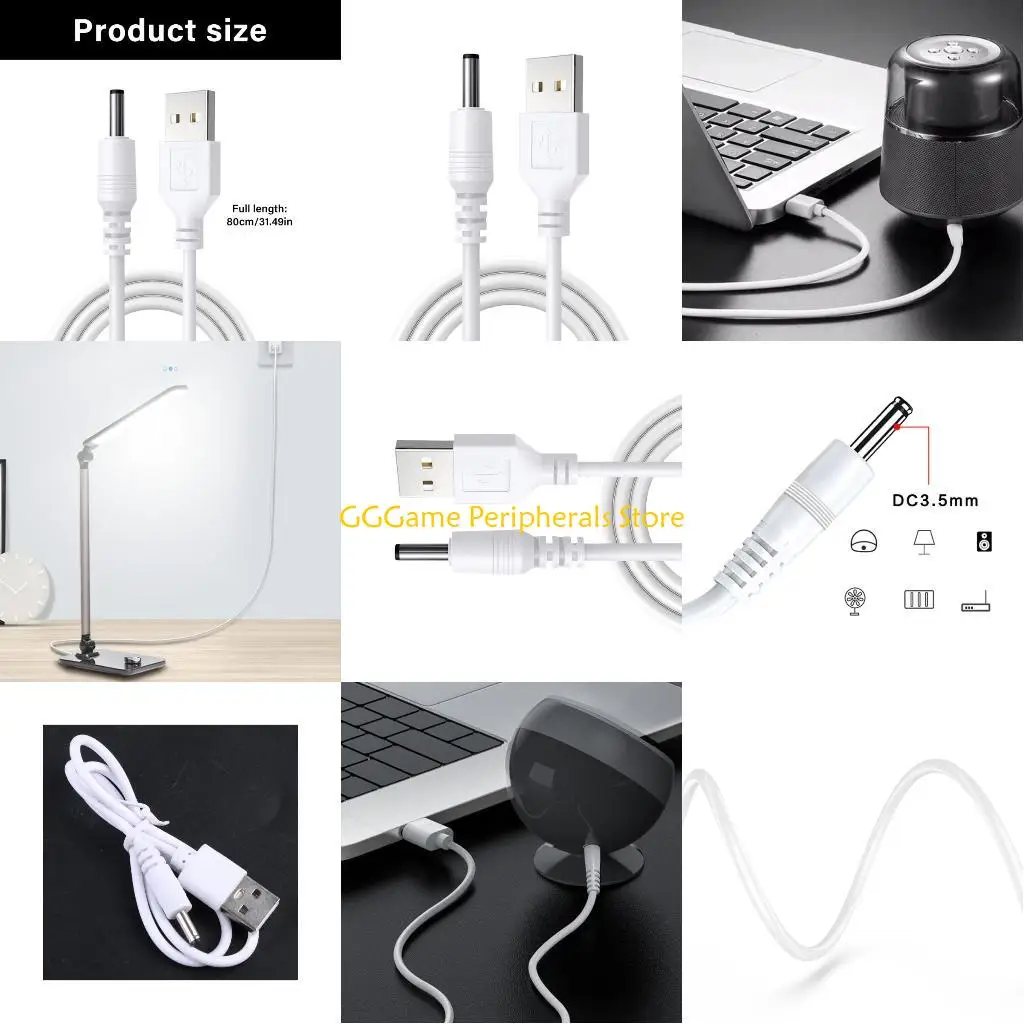 

U55B 80cm USB DC3.5mm Charging Cord Stable Power Delivery For Small Electronics