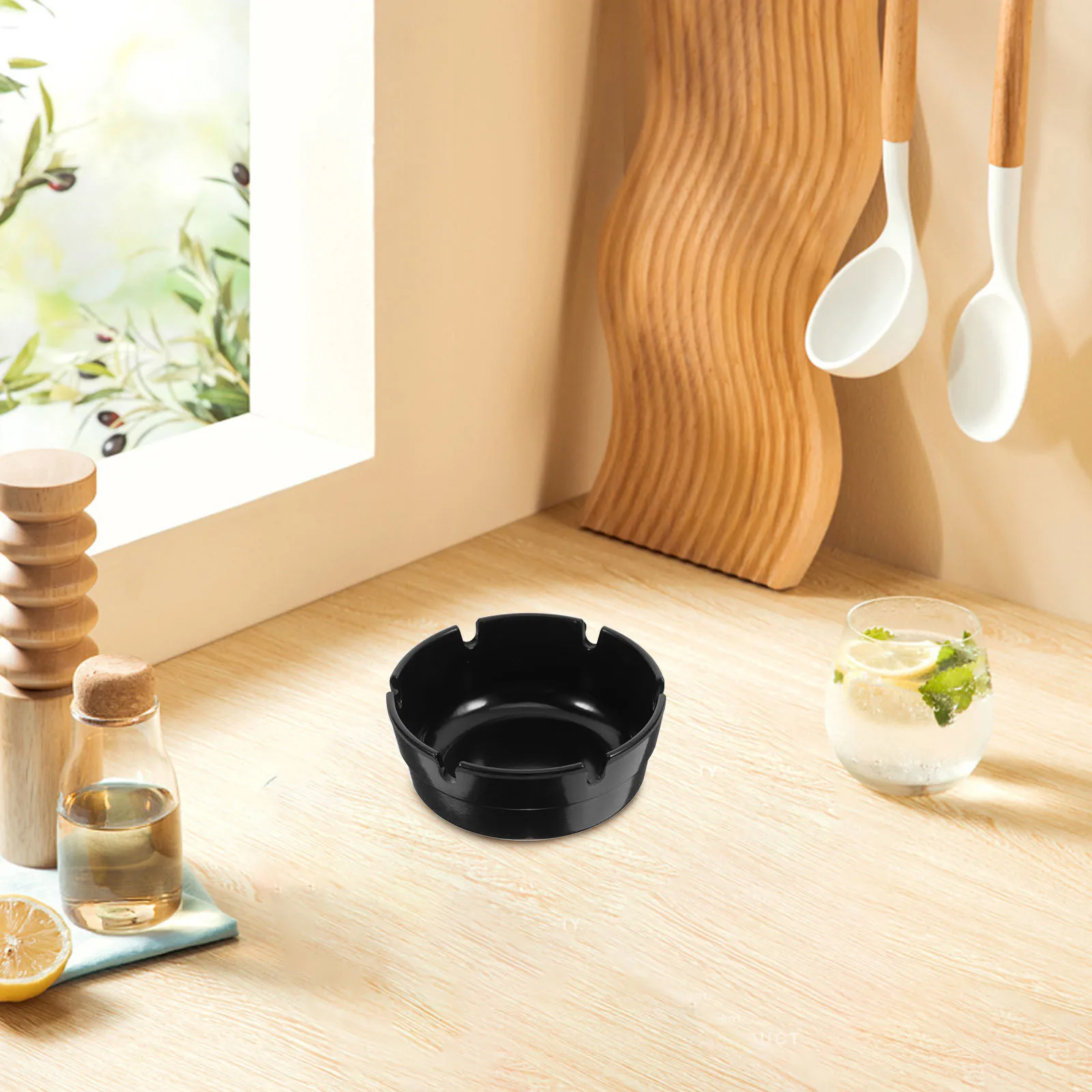 

4pcs Fire-Resistant Ashtrays Round Tabletop Melamine Cigarette Holder For Home Hotel Restaurant Indoor Outdoor Use Decorative