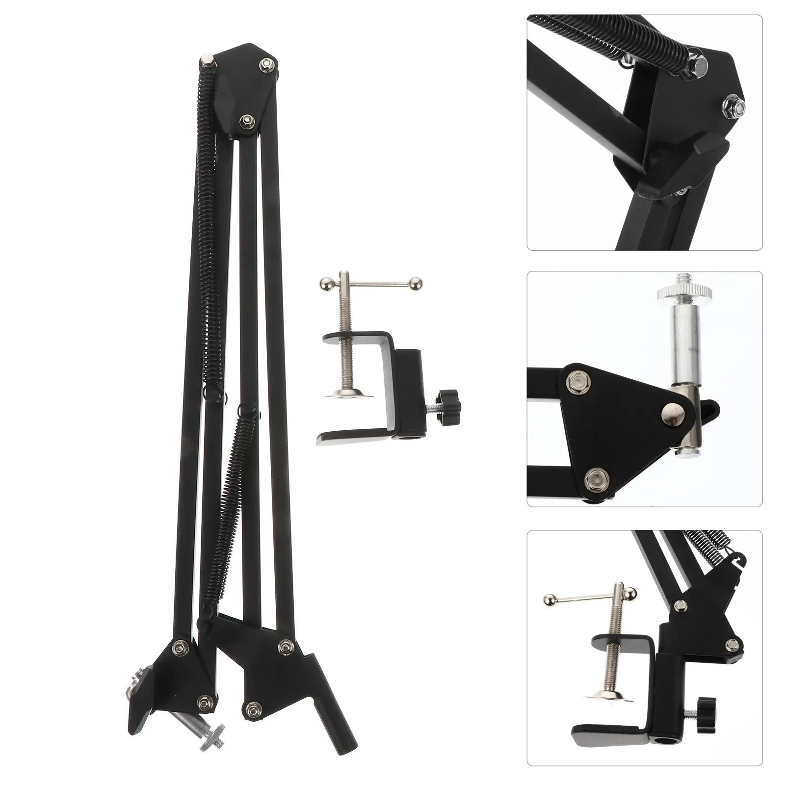 Adjustable Webcam Stand with Scissor Arm, Folding Desktop Clamp Holder for Webcam and Action Camera