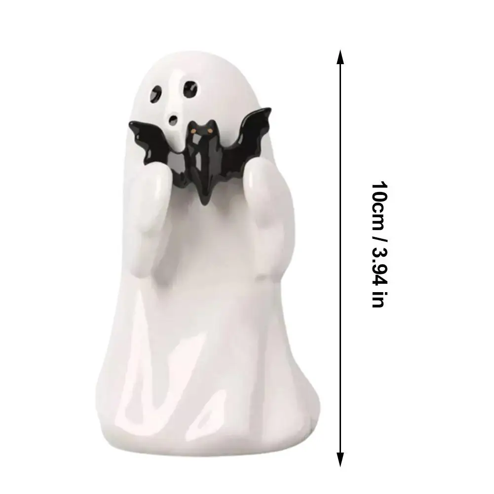 Nuovo fantasma in ceramica di bell\'aspetto con pipistrello figurina decorativa di Halloween spettrale in resina fantasma di Halloween che cammina