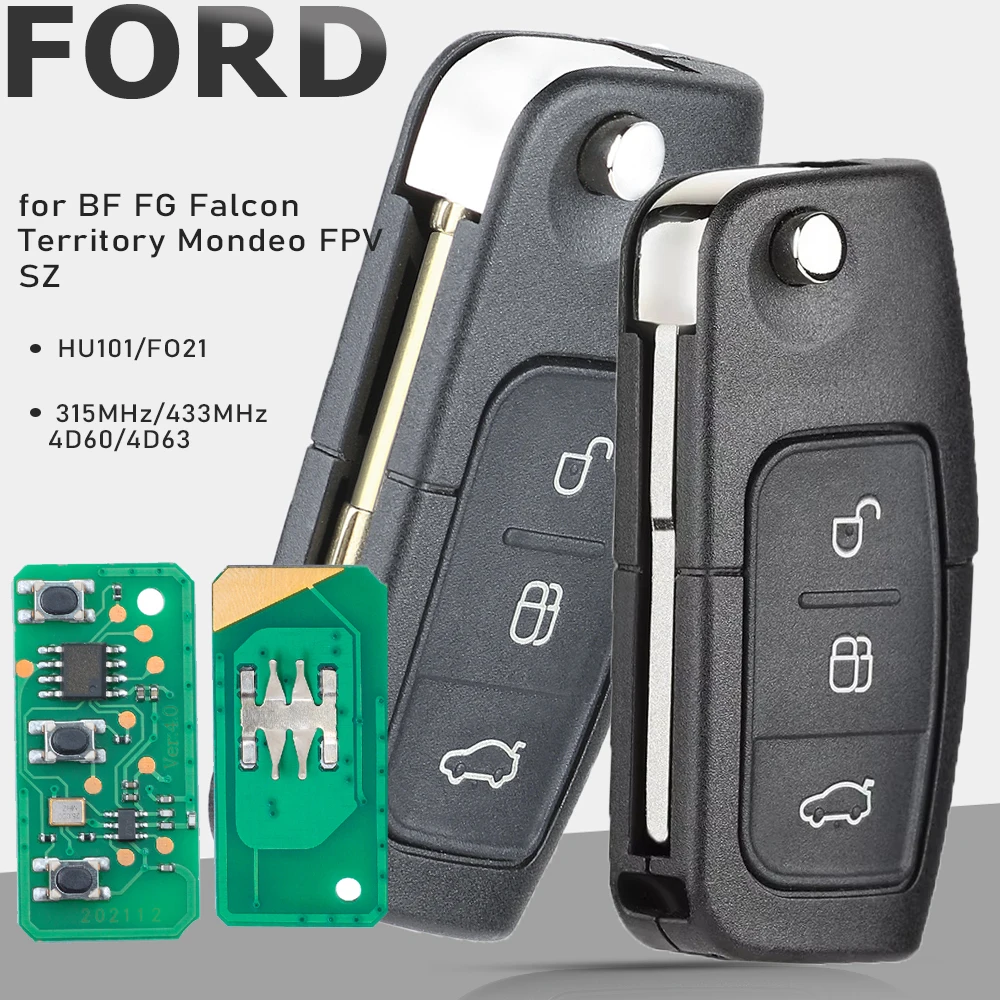 

Откидной дистанционный брелок KEYECU, 3 кнопки, 433 МГц, чип 4D60/4D63, для Ford BF FG Falcon Territory Mondeo FPV SZ