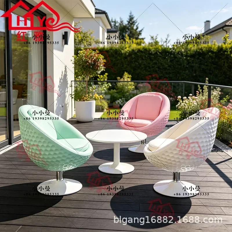 Creative Football Shaped Outdoor Leisure Chair FRP for Golf Course Villa Courtyard and High End Clubhouse
