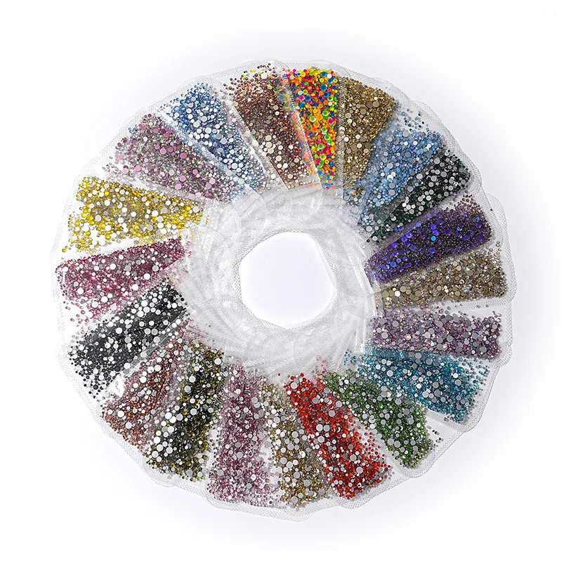 1440PCS Rhinestones and Decorations for Nail Art DIY Accessories AB White and Colored Crystal Mixed Sizes