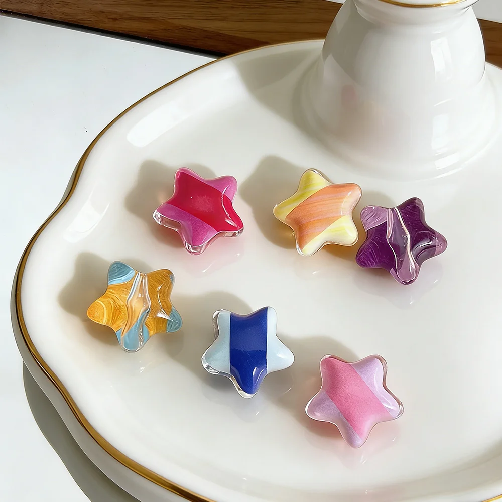 

100Pcs 22x22mm Acrylic Star Shape Colored Beads Handcrafted for DIY Jewelry Making Design #20063