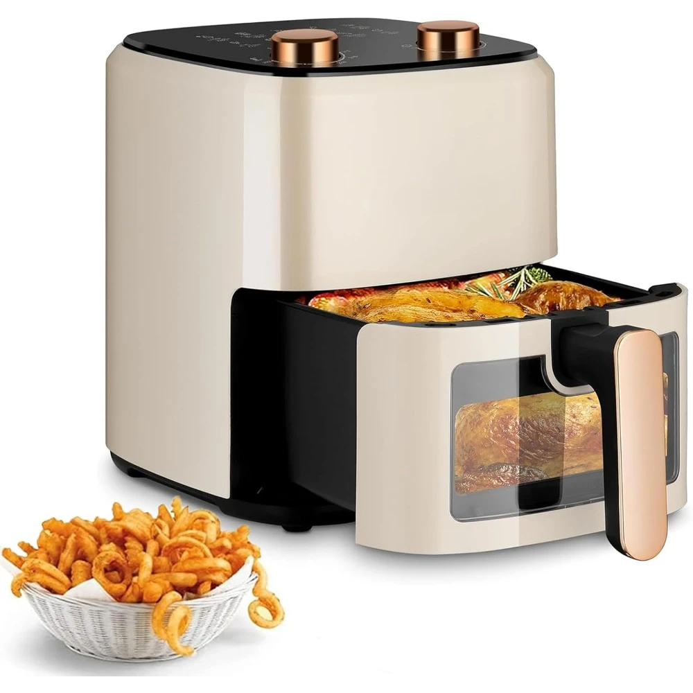 Air Fryer Oven with Viewing Window 1350w Electric Airs Frying Toaster Oven Dishwasher Safe Basket, 5.8Quart Air Fryer