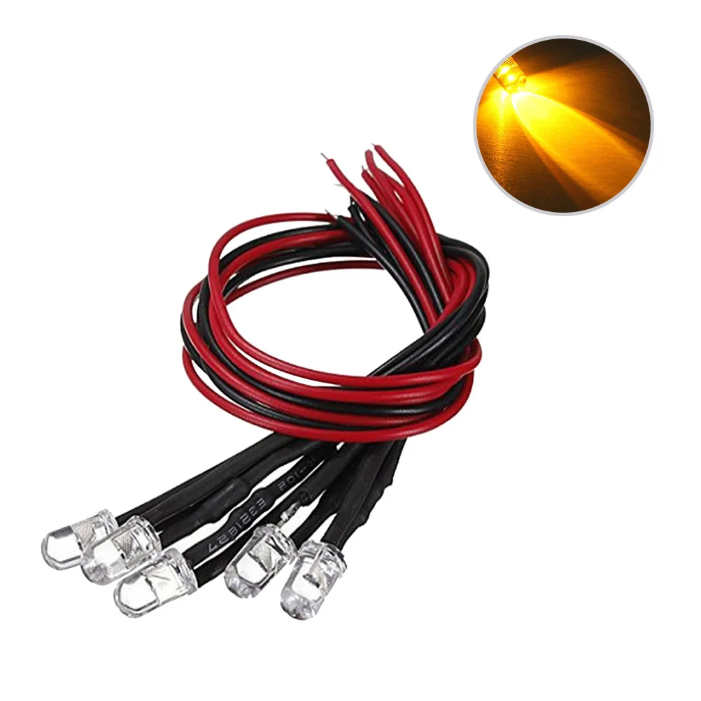 10 قطعة LED أضواء الصمام الثنائي الباعثة 5 مللي متر الأصفر قبل السلكية كابل مرن انخفاض استهلاك الطاقة لمهرجان غرفة تزيين السيارة Rc