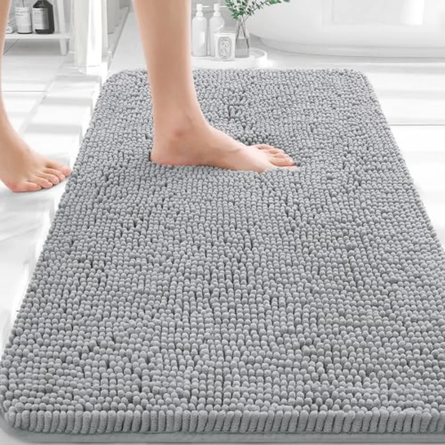 

Bathroom Rugs 36x24 Extra Soft Absorbent Chenille Bath Rugs Rubber Backing Quick Dry Machine Washable Bath Mats for Bathroom Fl