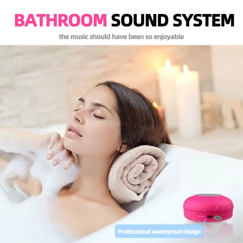 Bathroom Waterproof Wireless Bluetooth Speaker Large Suction Cup Mini Portable Outdoor Sports Stereo Dazzling Crack Subwoofer