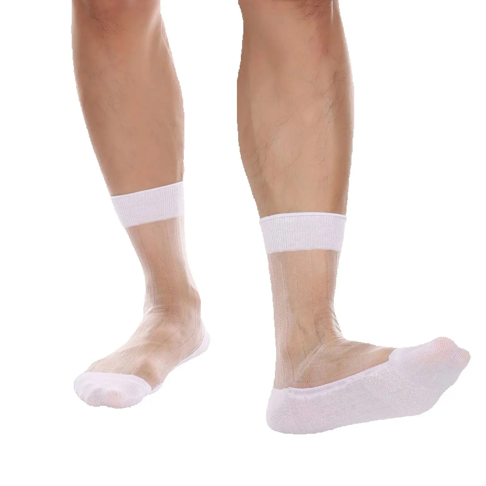 

Man Mesh Sheer Insteps Tube Socks Heel Reinforced Sole Sexy Toe Fetish Stockings Transparent Socks See-through