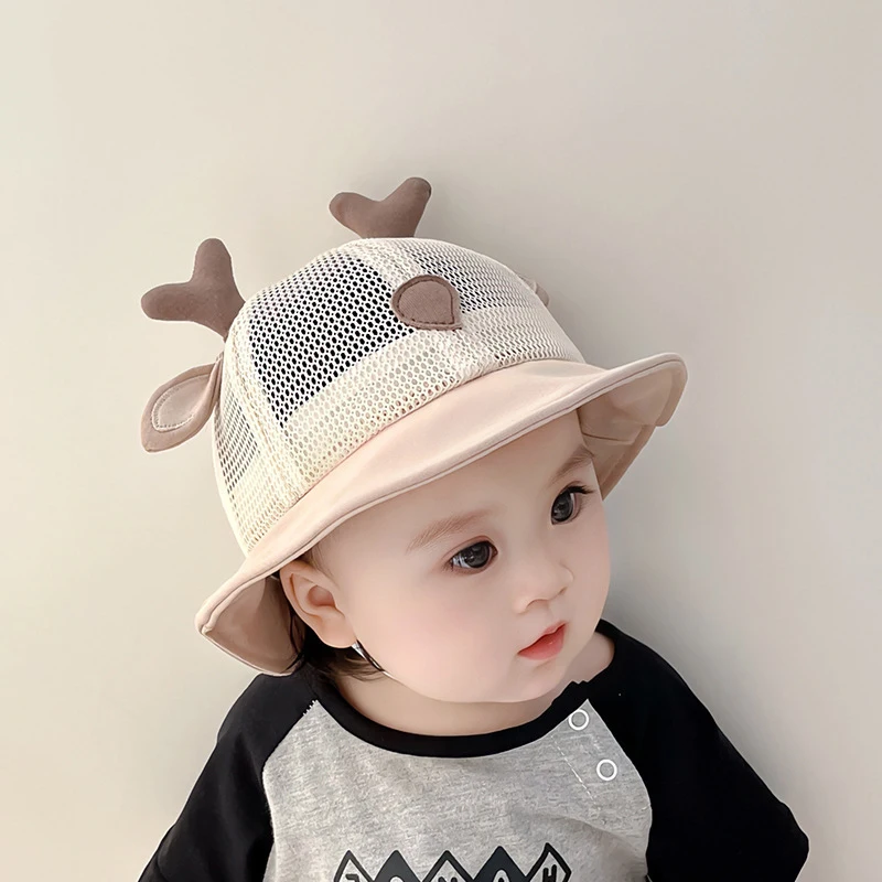 

Baby Mesh Basin Cap 3-18M Boy Girl Infant Summer Sun Hat Cute Cartoon Hollow Breathable Fisherman Caps Children Sunscreen Visors