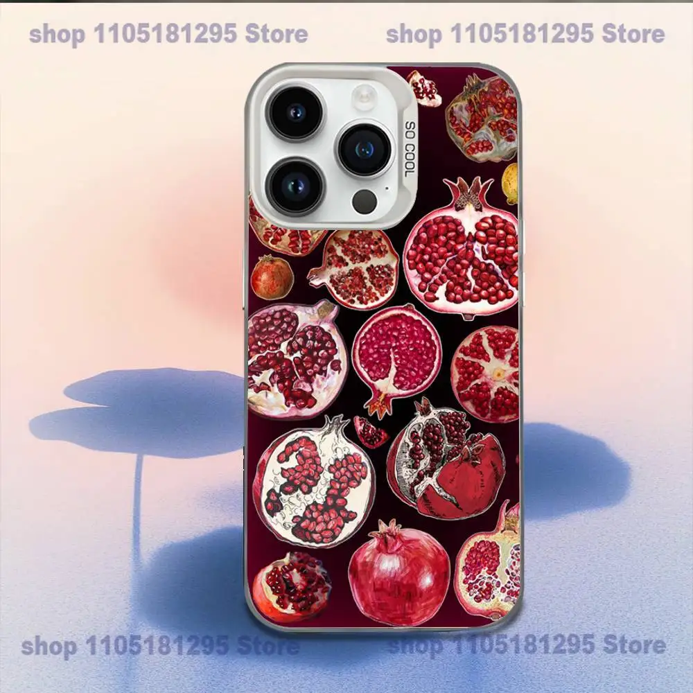 حافظة هاتف مطلية بالرمان الفاكهة لهاتف آيفون XR,17,16,15,14,13,12,11,X,Mini,Pro,E,MAX غطاء مقاوم للصدمات من الحلوى البيضاء غير اللامعة #3