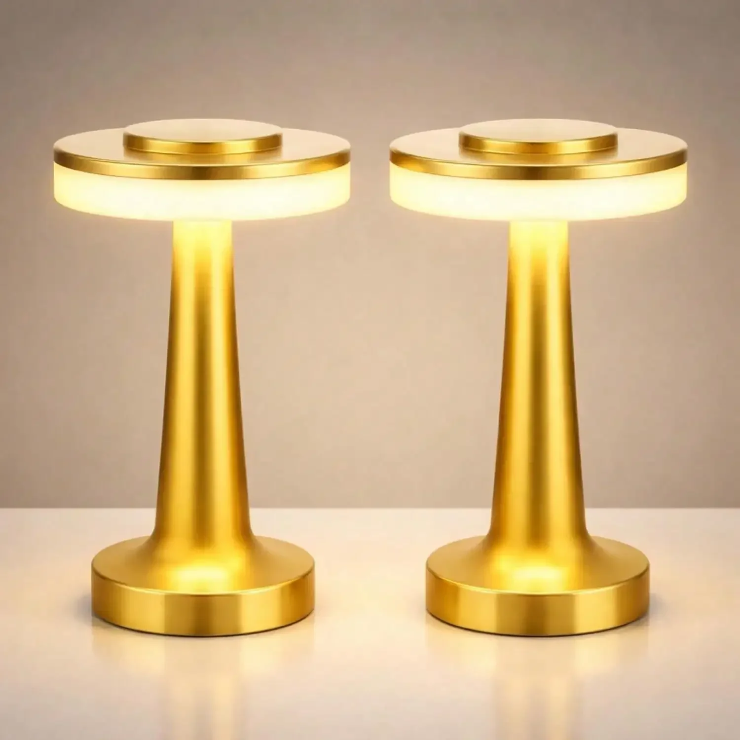 1PC LED Portable Cordless Table Lamp With Touch Sensor 3 Color Stepless Dimming Rechargeable Battery Up To 15 Hours Cordless Table Light Wireless Lamp For Nursery (Gold/Silver/Rose Gold)