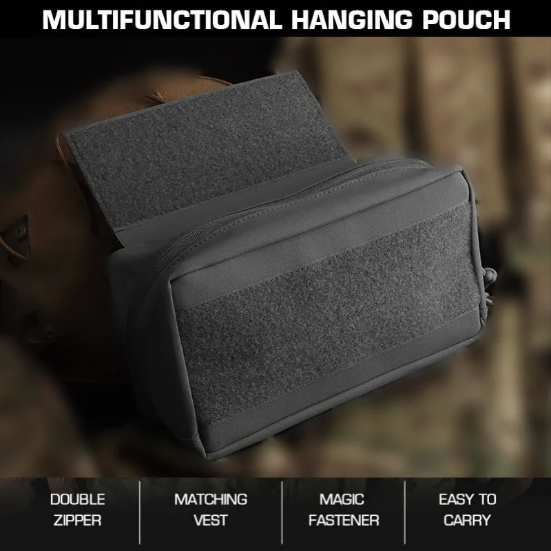 

Dual-Zip Hanging Utility Pouch - Vest-Compatible Carry Bag for Quick Access