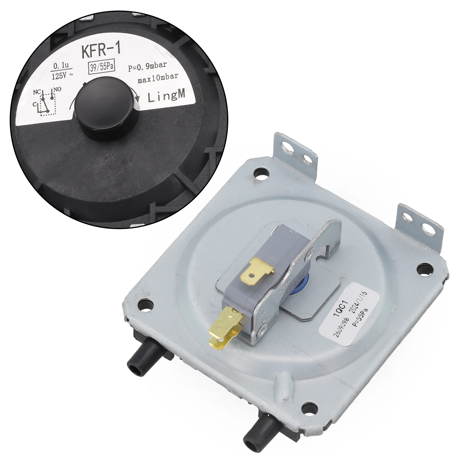 Air Pressure Switch Silver Durability Easy Installation Exhaust Water Heater High Temperature Range Plastic Metal