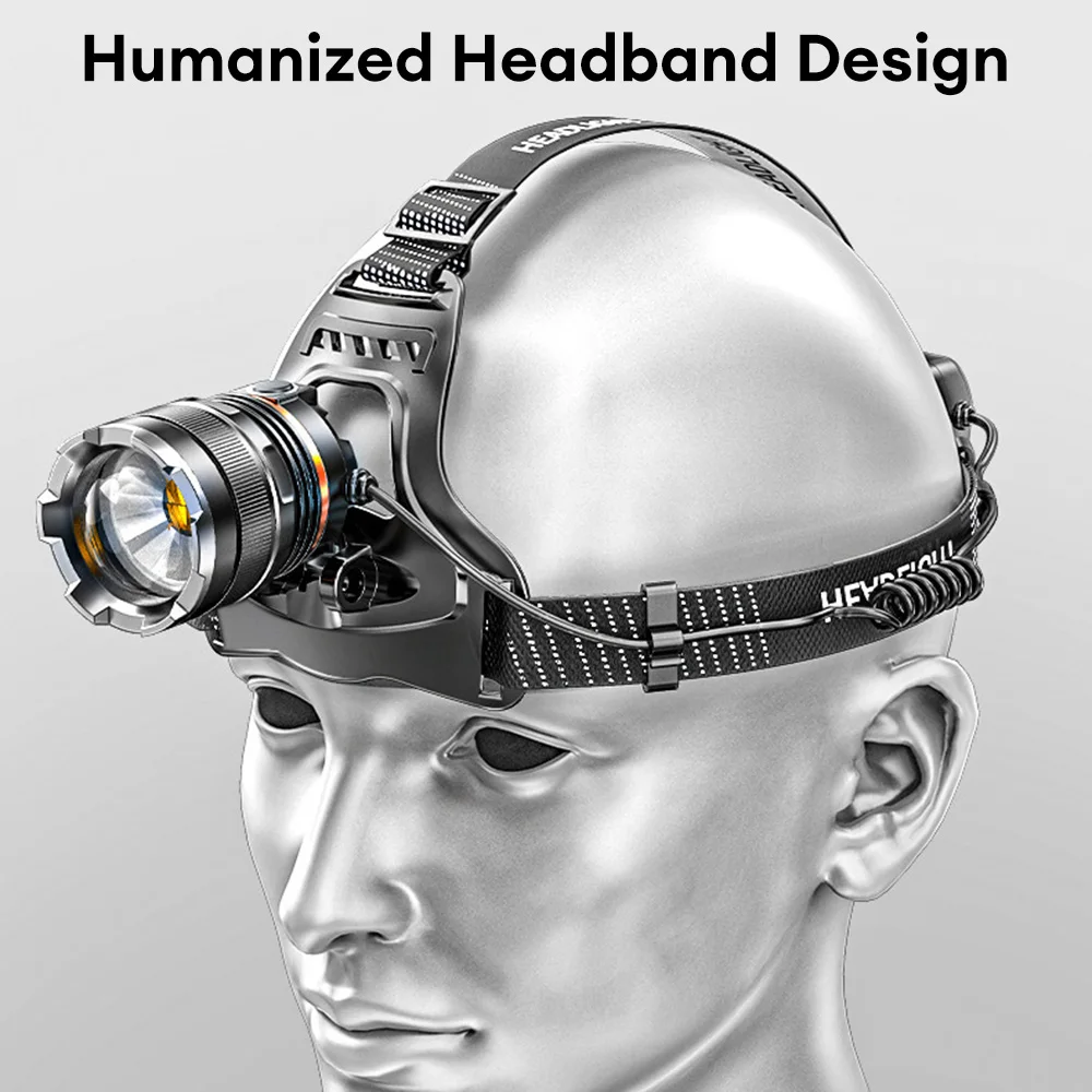 High Power Headlamp XHP50 LED Headlight 4 Modes Adjustable 90° Rechargeable Sensor Headlamp For Outdoor Fishing Camping Running