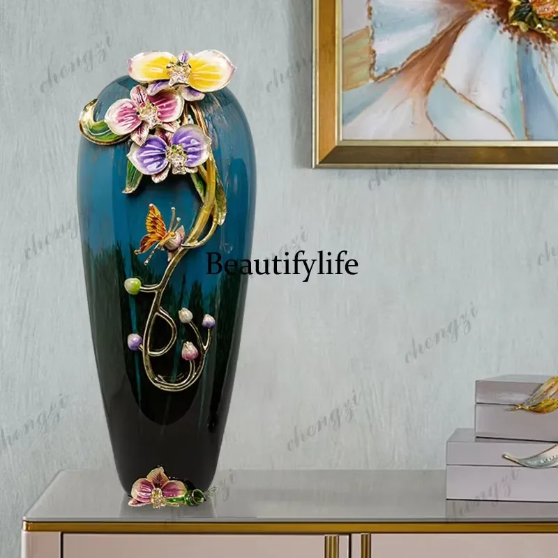 for Glass Vase Light Luxury Ornament Home Living Room Flower Arrangement European Modern Entrance Floor Decoration