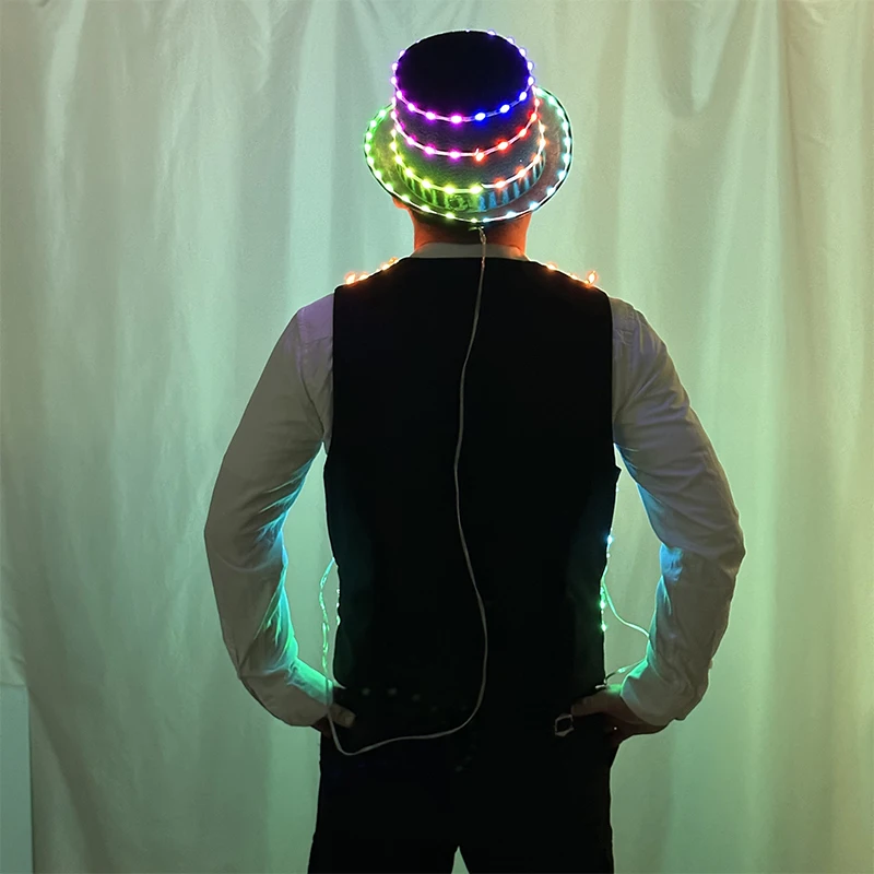 Nieuwe Kleurrijke Verwisselbare Lichtgevende LED Hoeden Cosplay Prestaties Kostuums Accessoire Hoed Cap Afstandsbediening Bluetooth Controle Neon Glow Hoed