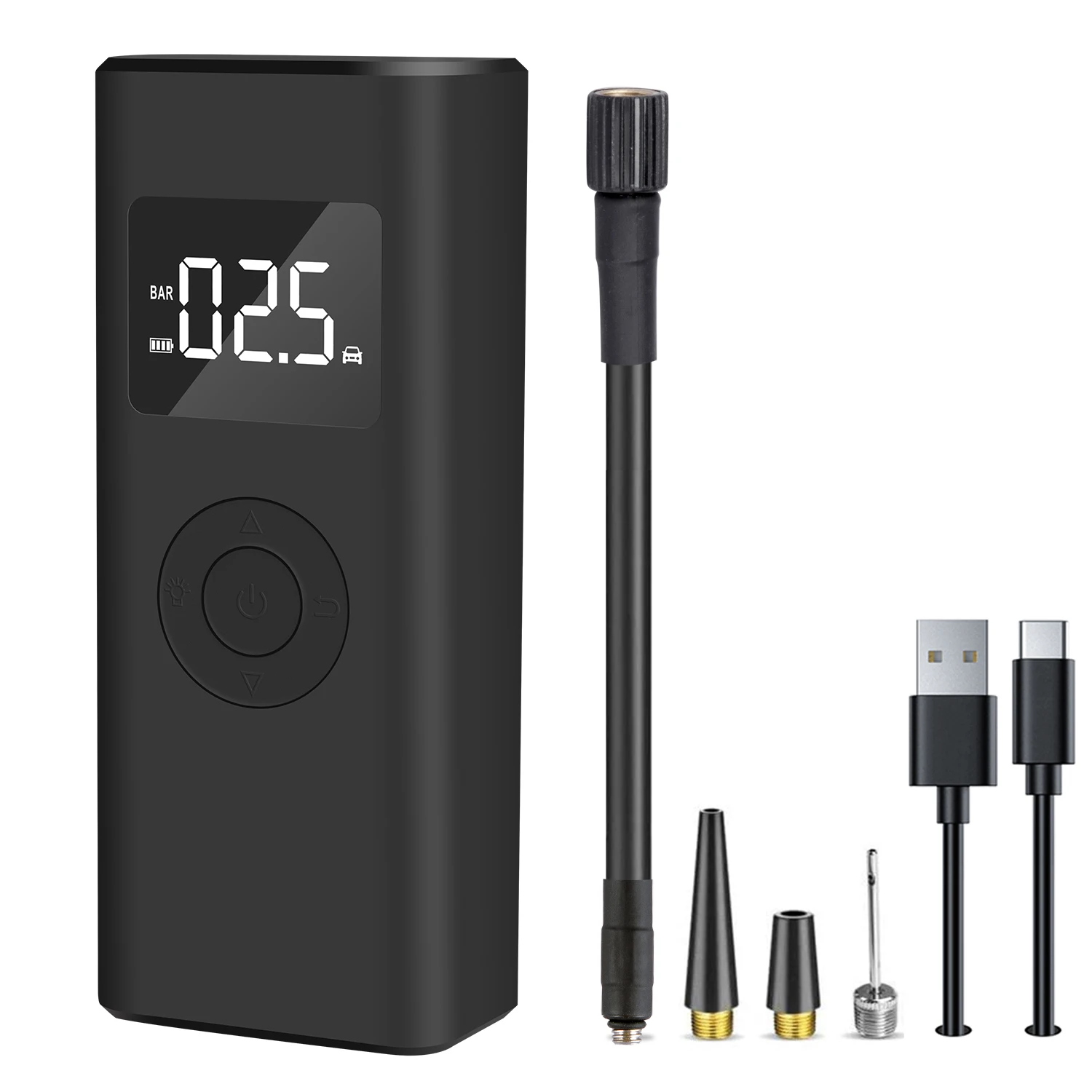 

Portable Inflatable Pump 5000mah Power Bank with USB Ports and Flashlight for Cars Motorcycles Balls