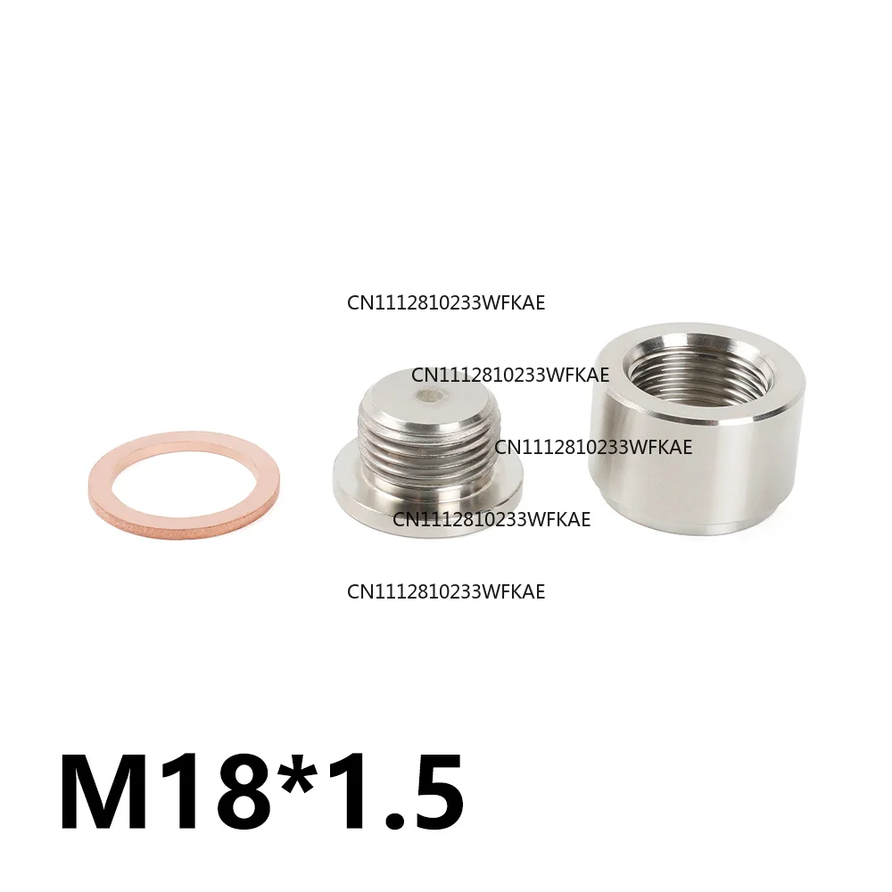 Stainless Steel M18 X 1.5 O2 Oxygen Sensor Plug Mounting Plug and Plug Adapter with Notched Mounting Nut THB078