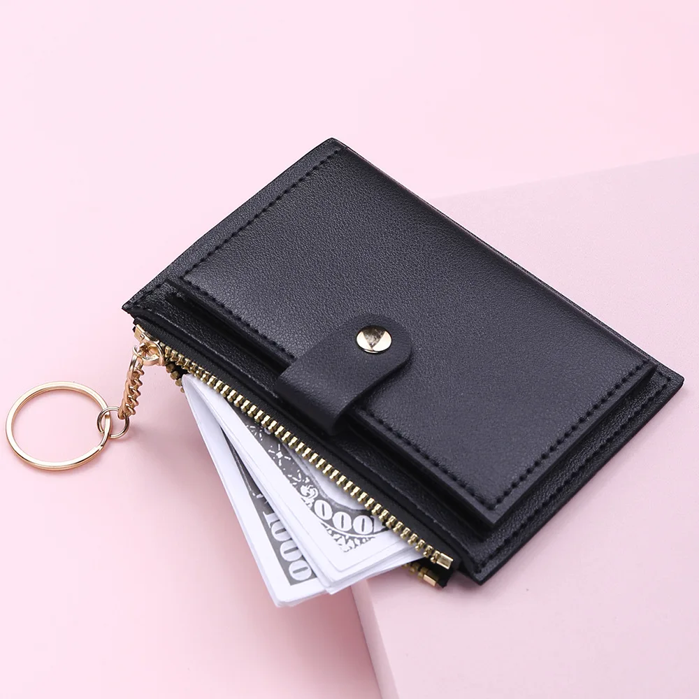 Simple Short Women's Wallet Student Card Zipper Coin  Purse Multi-card Triple Fold Card Bag