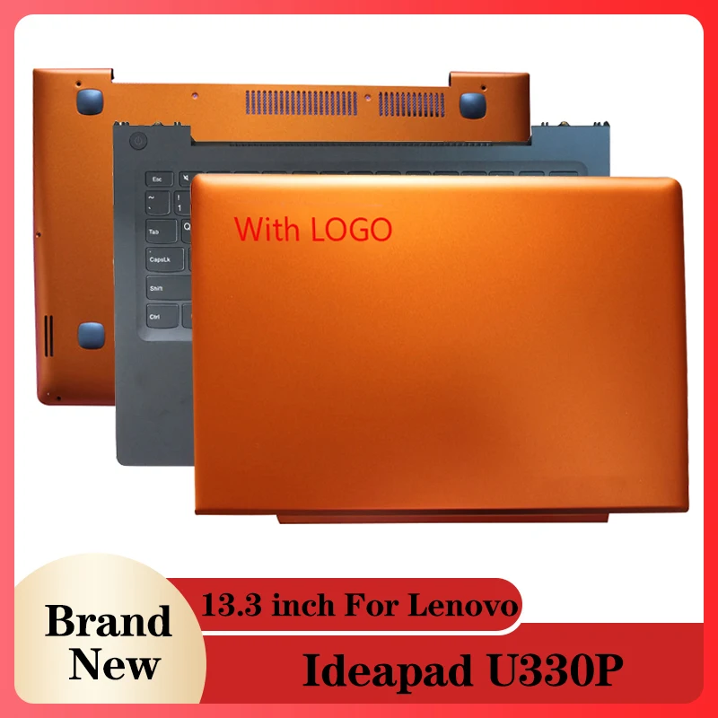 NEW Laptop LCD Back Cover/Palmrest/Bottom Case For Lenovo Ideapad U330 U330P Non-Touch Orange 3CLZ5LCLV70