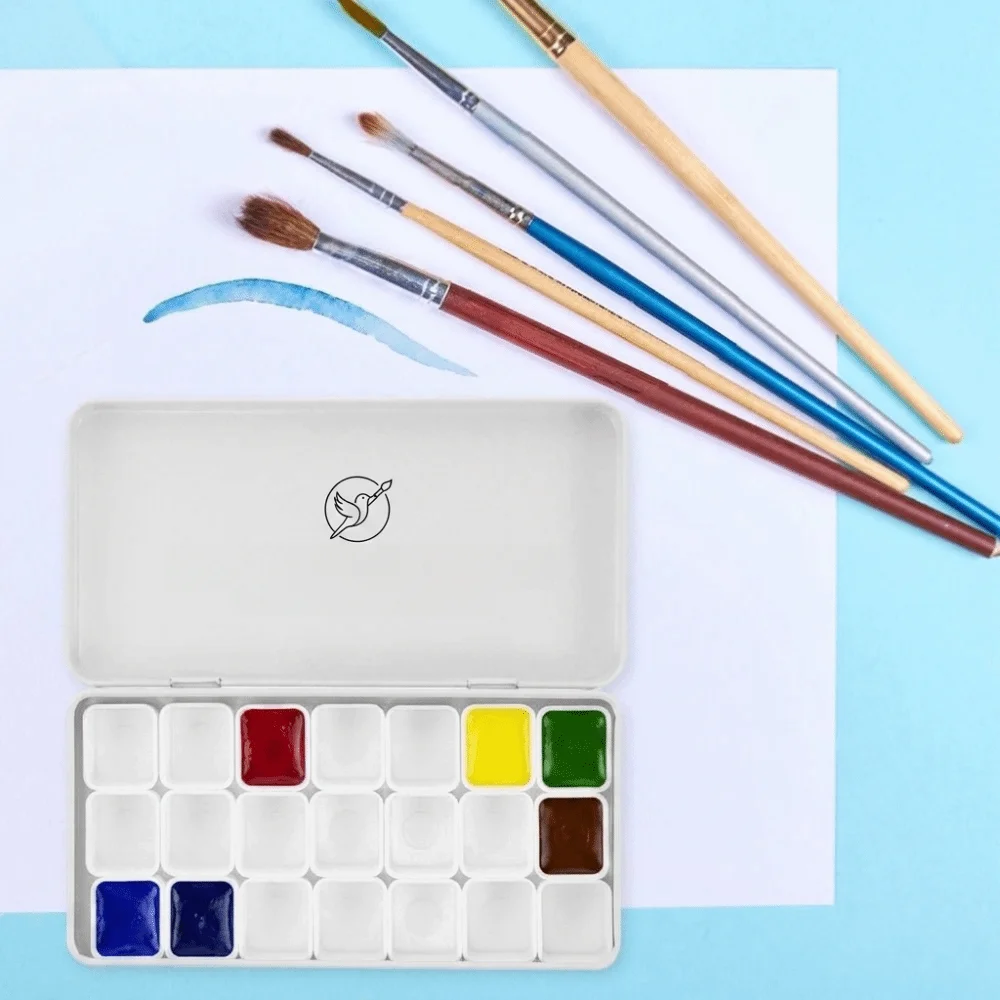 12/21/24/45 Grids Watercolor Paint Box Portable Empty Grid Art Palette Iron Box Rectangular Shape Pigment Storage Tray Sketching