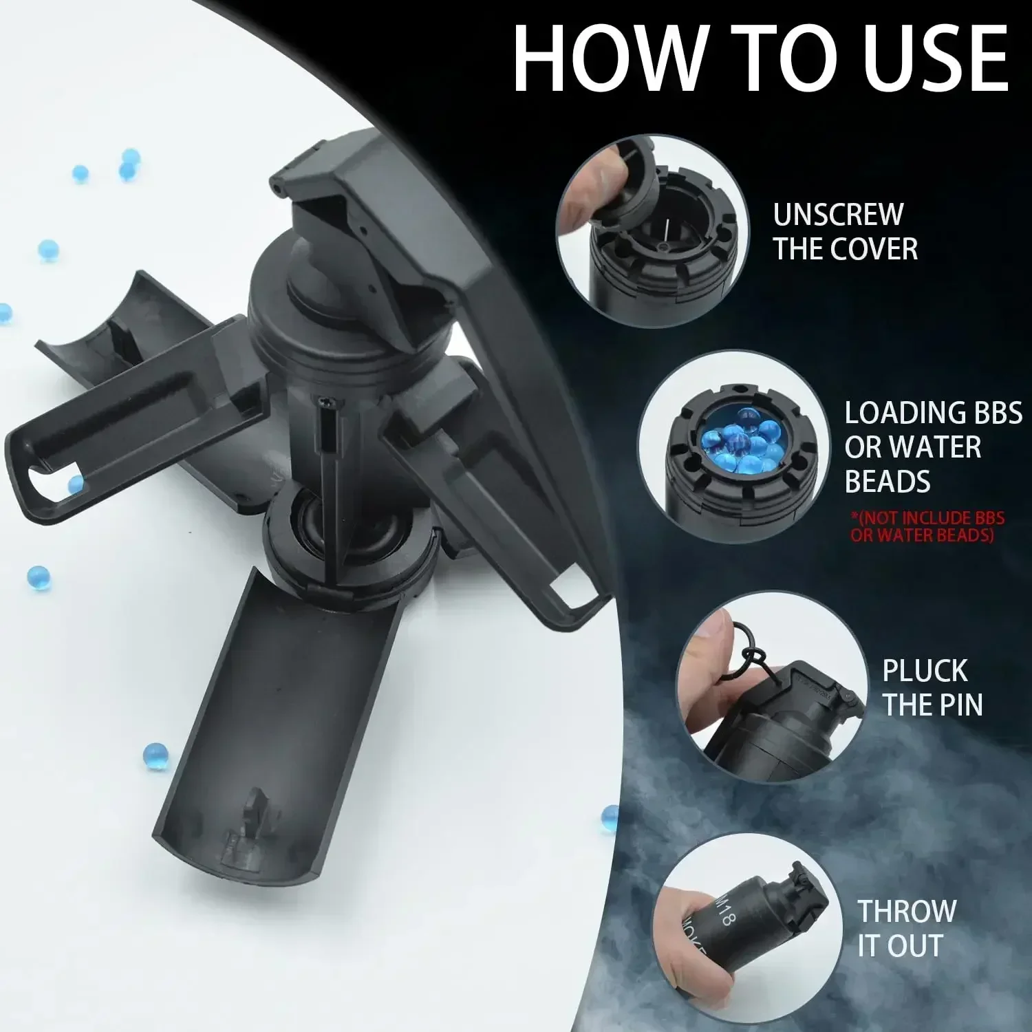 JM18 CS Paintball Grenade Toys Tactical Sirsoft Nylon Hand Grenades Toy Spring Powered Impact For CS Battle Game Role Play Model