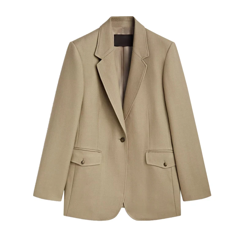 Primavera New Sle Loose Fit Abito con un bottone Jaet OL Commute Faion Classic Money Sle Poliestere Lungo Sve Color