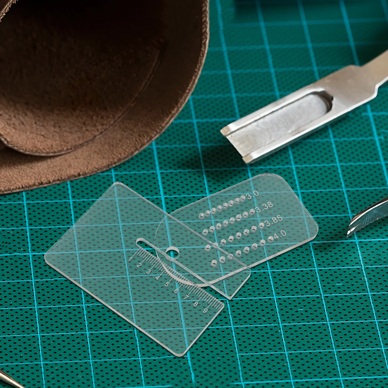 

2pcs Multifunctional Punch Spacing Ruler For Leathercraft Clear Acrylic Precision Marking Tool Stitching Aid Plate Hole