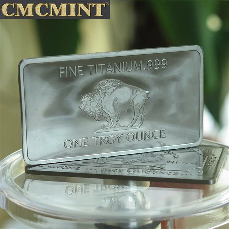 1Oz Buffalo Bar Fine Titanium .999 Bullion Mint 1 Troy Ounce United States Of America Badge Collection Souvenir A129