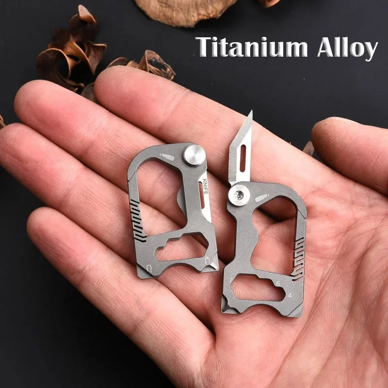 Titanium Alloy Multifunctional Folding Knife Keychain Bottle Opener Hexagon Wrench EDC Tool Straight Phillips Screwdriver