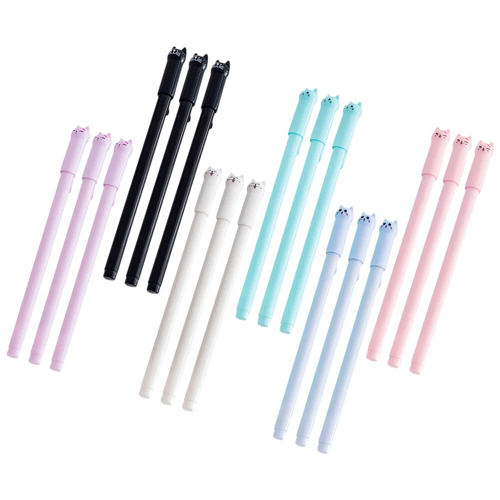 18 Pcs Signing Pen Adorable Writing Pens Cat Fence Supply Multi-function Kawaii Student Use