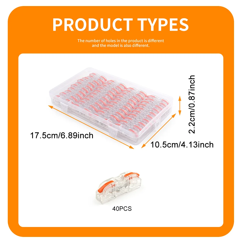 DIY GO 40-teiliges Kabelverbinder-Set, 1-zu-1 Inline-Elektrohebelverbinder, Muttern, Push-in-Schnellverbinder, kompakte Spleißklemme – Detail 6