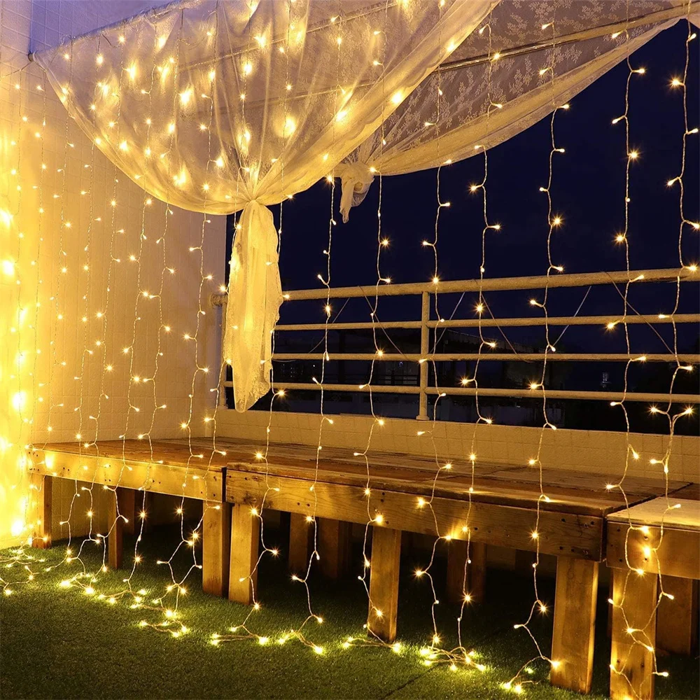 

LED 220V EU /110V US Plug String Curtains Light Waterfall Christmas Garland Fairy Lights Outdoor For Home Party Wedding Decor