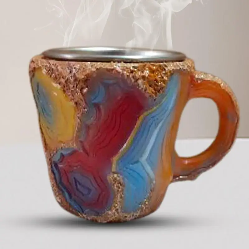 Multi-Colored Mineral Crystal Coffee Mug resin Christmas gift  Home Office Elegant Crystal Water Cup Camping cup Christmas cups