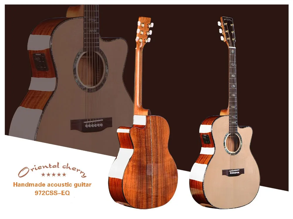 Oriental cherry handmade high quality hot sale acoustic guitar for sale, full solid acoustic guitars wholesale in china