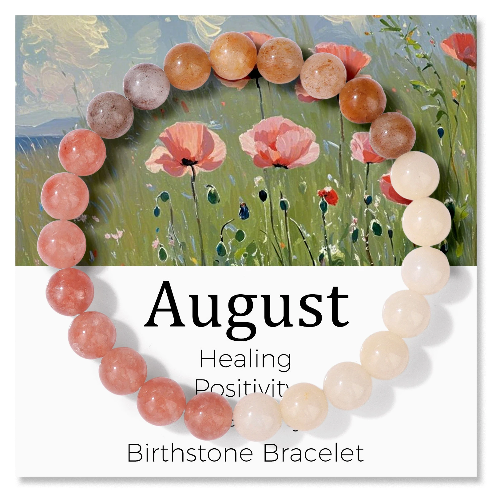 8MM Natural Birthstone Bracelet August September October Birthday Gift Rhodochrosite Amethysts Quartzs Stone Bead Bangle Jewelry