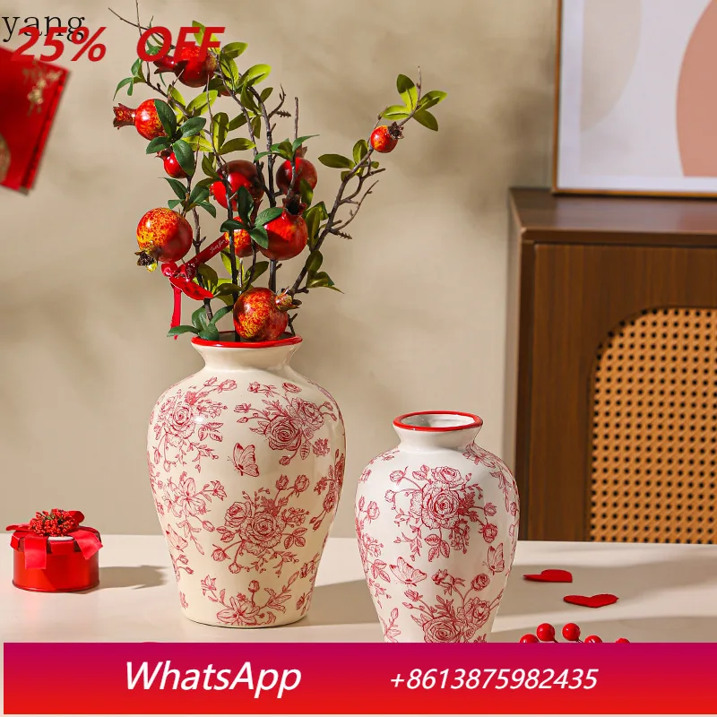 

CX high-end light luxury retro ornament red wedding flower arrangement ornament